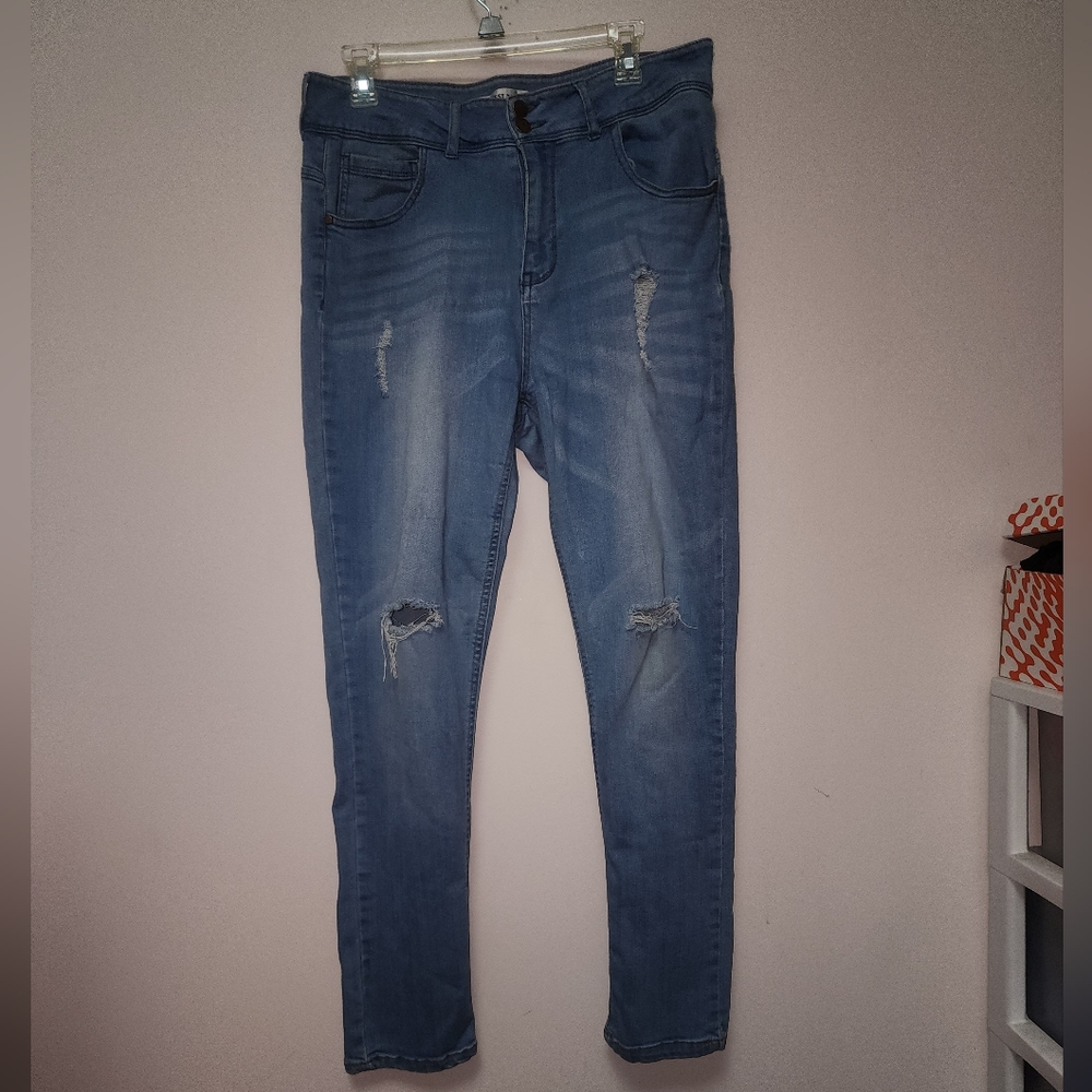 Cest Toi Distressed High Rise Skinny Jeans style W7449 size 15